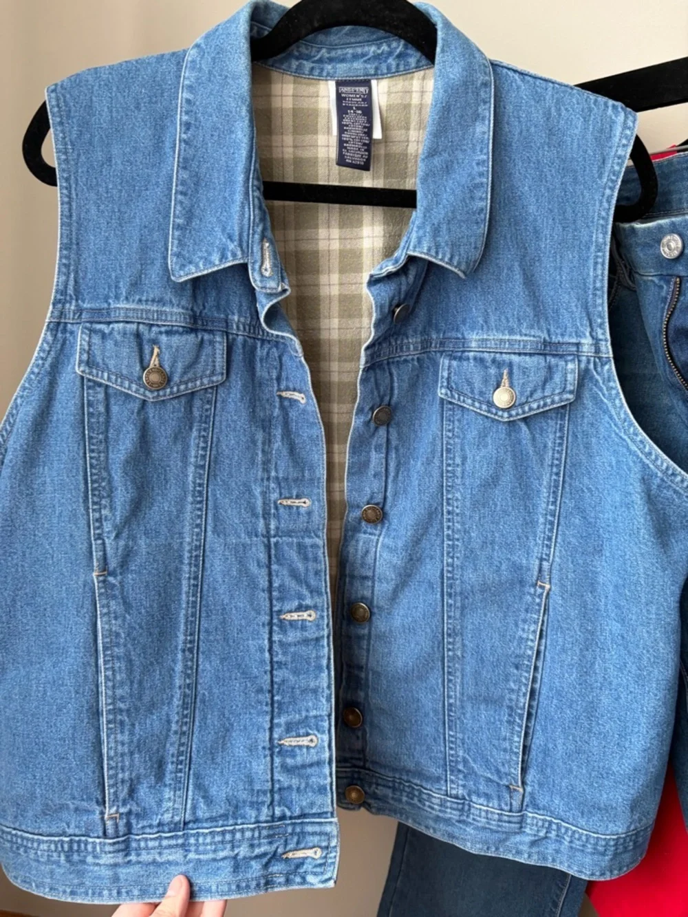 Lands' End Light Blue Denim Jacket Jeans and T Shirt bundle L